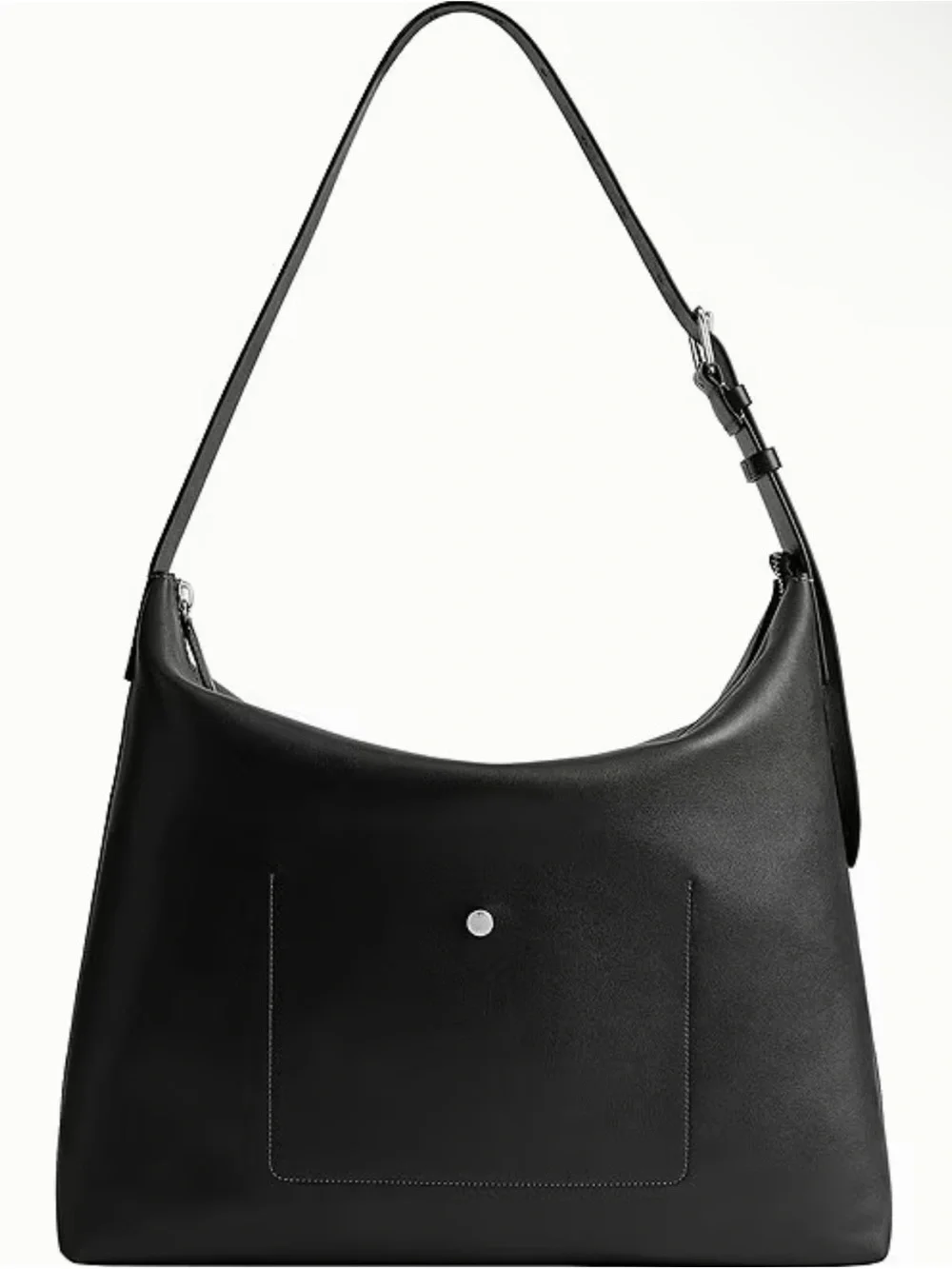 Coach Black Leather Mott Shoulder Bag with Silver Hardware